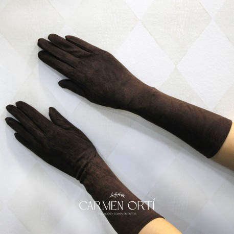 GUANTES LARGOS MARRÓN CHOCOLATE