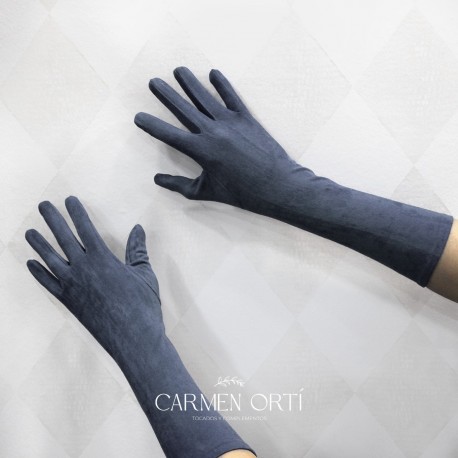 GUANTES LARGOS AZUL PLOMO